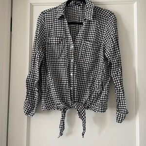 Women’s JONES New York Black and White Checkered Button Up Shirt